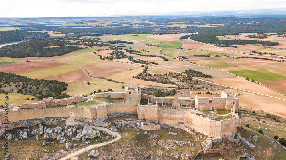 aerial view of spanish medieval old castle at castile