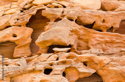 texture of orange stone rock in a colored canyon close up