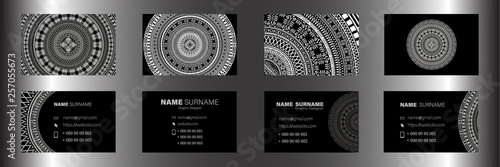 Set of business card templates. Ornament, lace. Vector.