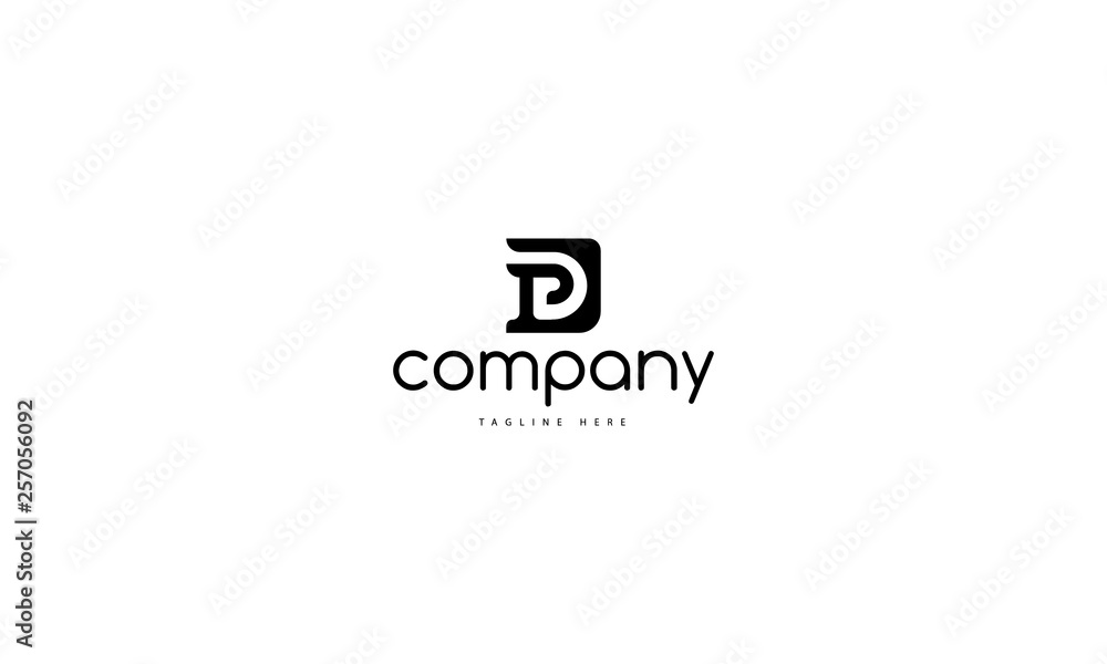 P and D letter 2 black vector logo design