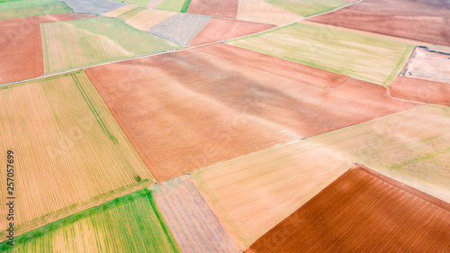 aerial view of countryside fields