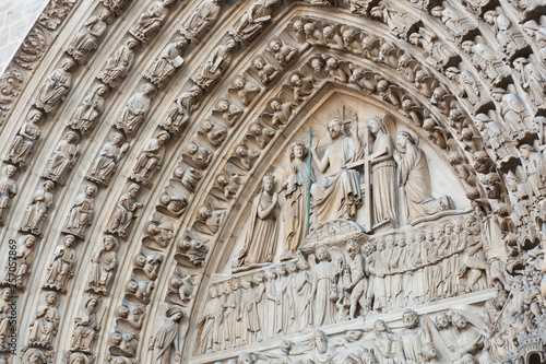 Notre-Dame Cathedral (Cathedrale Notre-Dame de Paris), close up. Paris, France