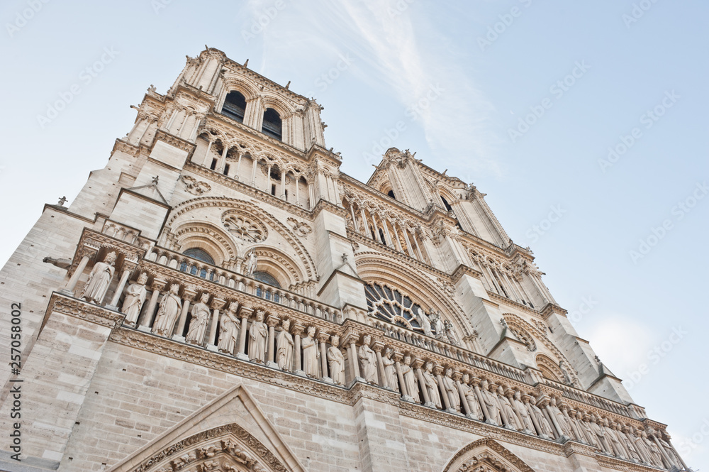 Notre-Dame Cathedral (Cathedrale Notre-Dame de Paris) at morning. Paris, France