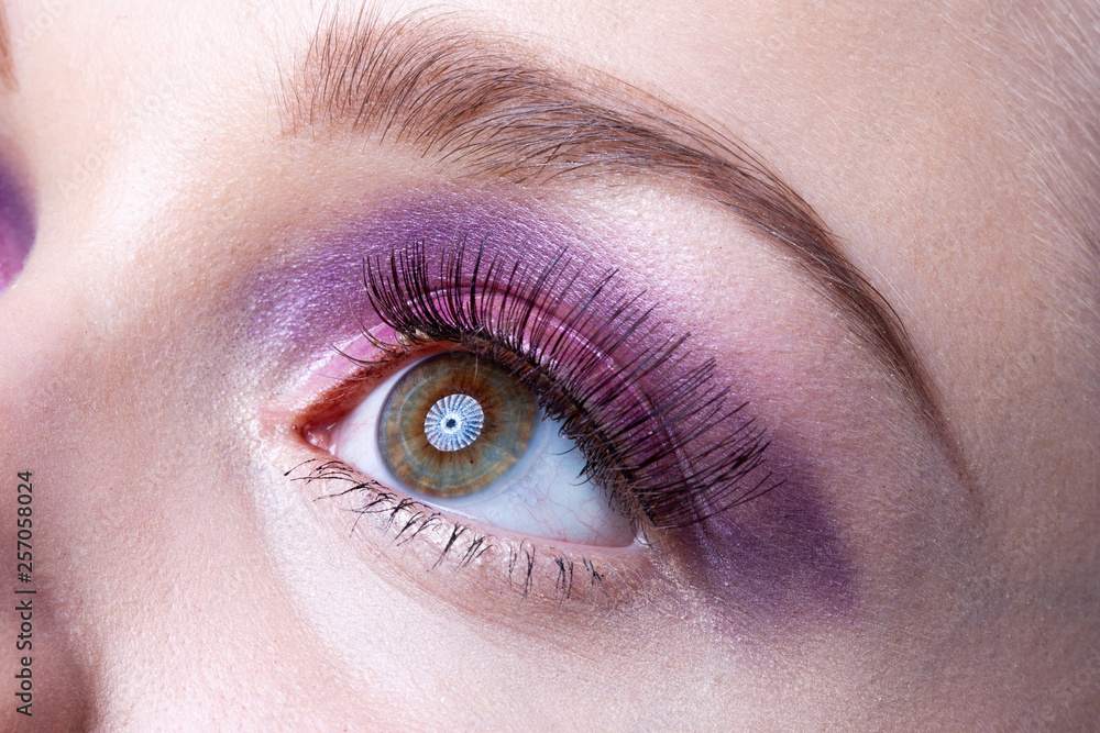 Close-up of the eye with artificial eyelashes. Close-up of the eye with artificial eyelashes.