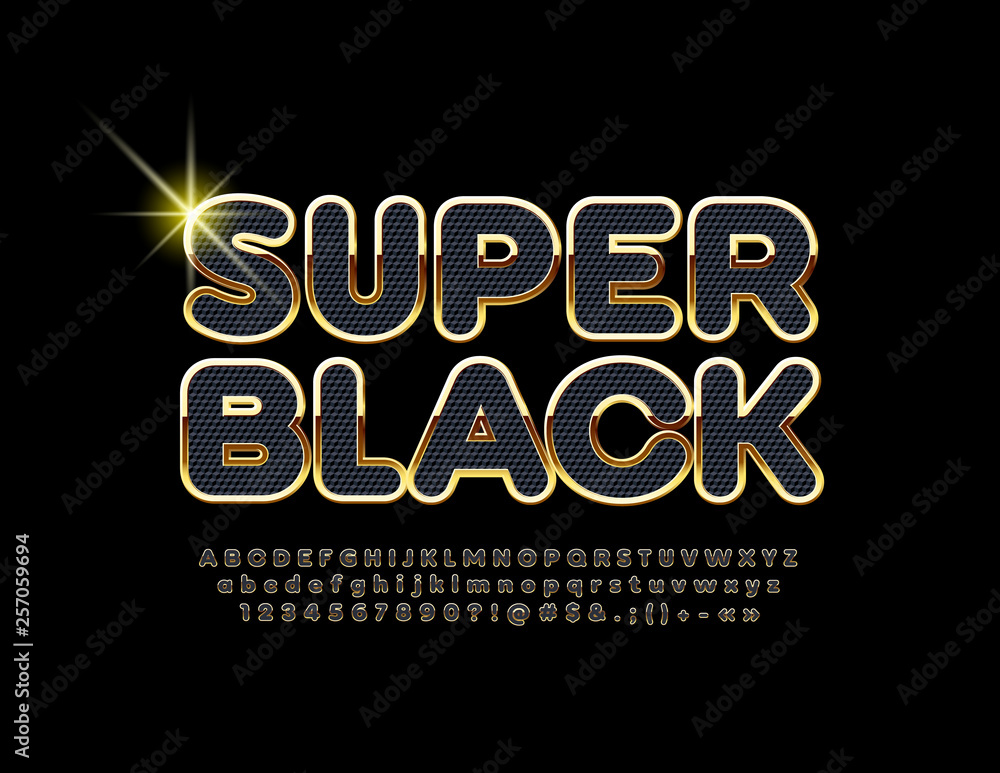Obraz premium Vector Super Black and Golden Alphabet. Luxury style Font. Letters and Symbols for Marketing. Design, Business 