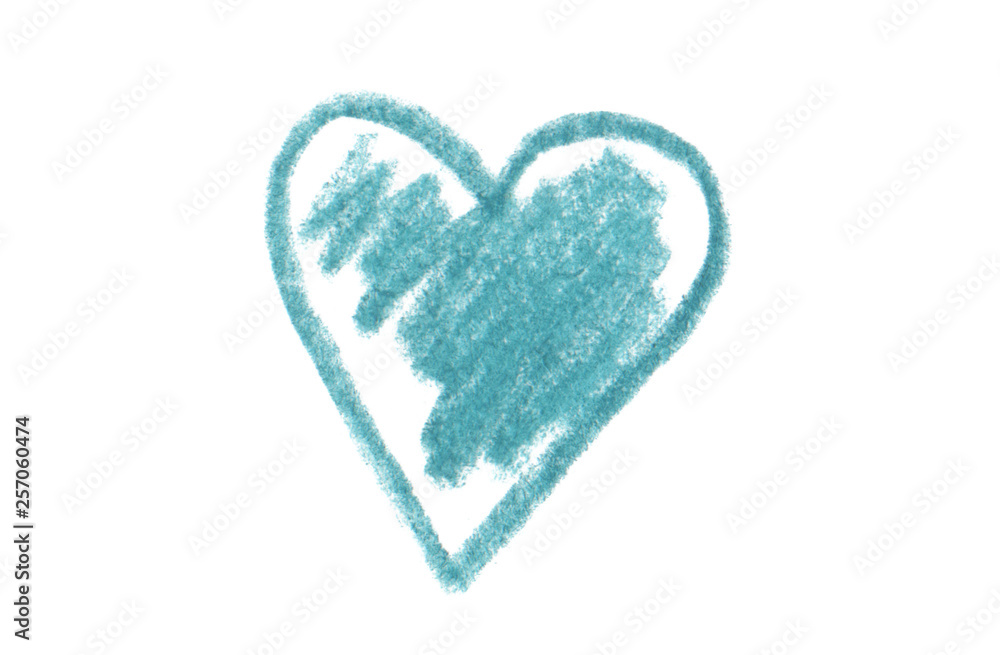 Color pencil drawing heart shape. Isolated on white. Color pencil drawing heart shape. Isolated on white.