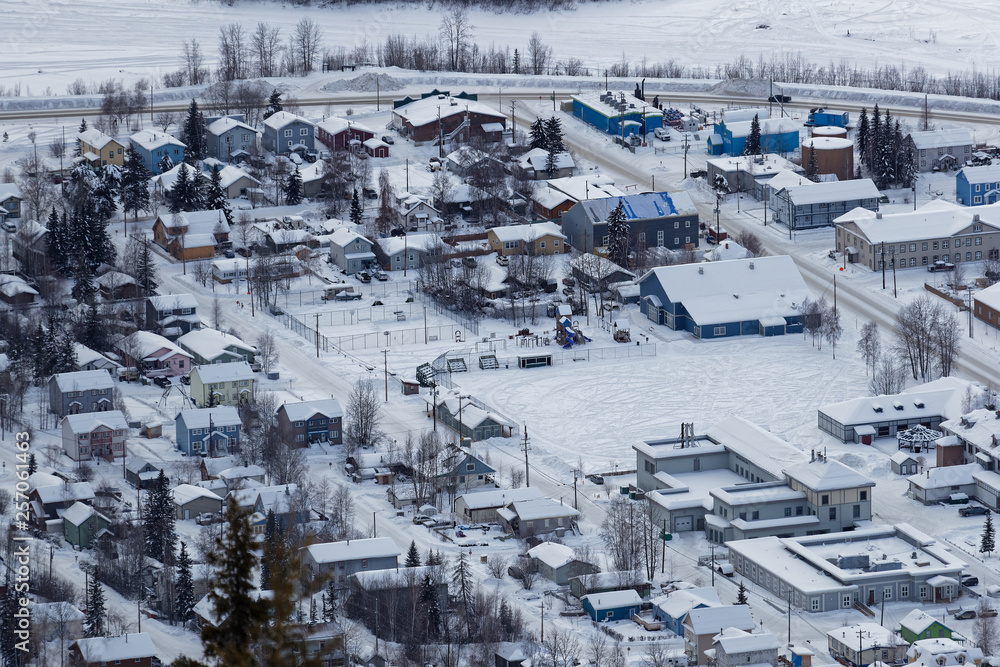 The town of Dawson city, as sen from Midnight Dome