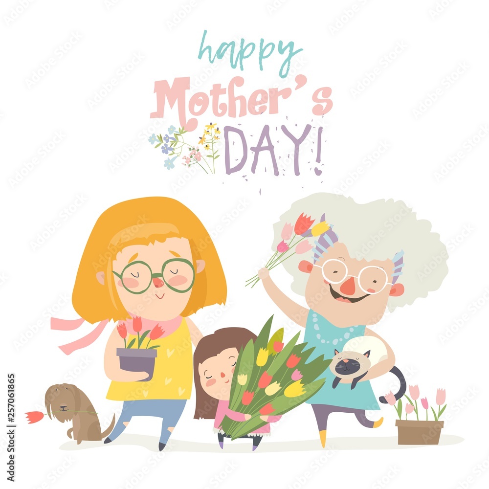 Three generations of women of different ages from child to young adult mother and senior grandmother Three generations of women of different ages from child to young adult mother and senior grandmother