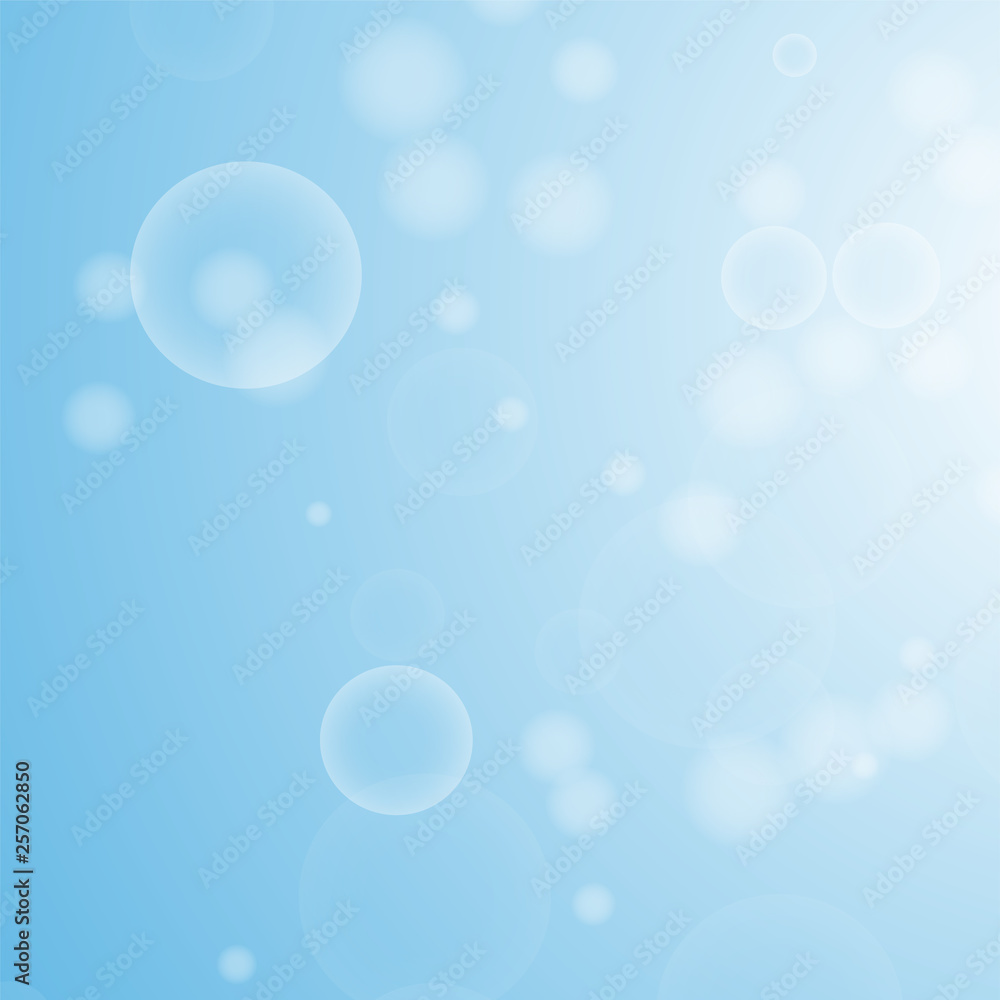 Light blue abstract background with a bokeh in the form of circles. Underwater world with air bubbles. Vector illustration. Light blue abstract background with a bokeh in the form of circles. Underwater world with air bubbles. Vector illustration.