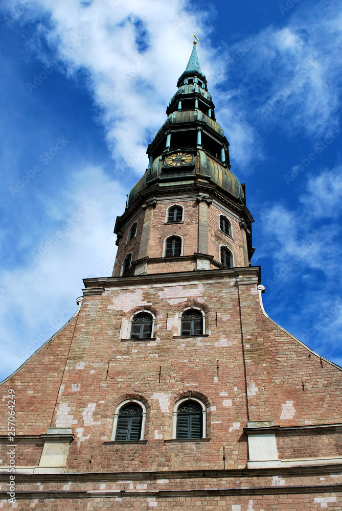 The St. Peter's Church in the historical center of Riga, Latvia