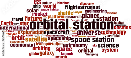 Fototapeta Naklejka Na Ścianę i Meble -  Orbital station word cloud