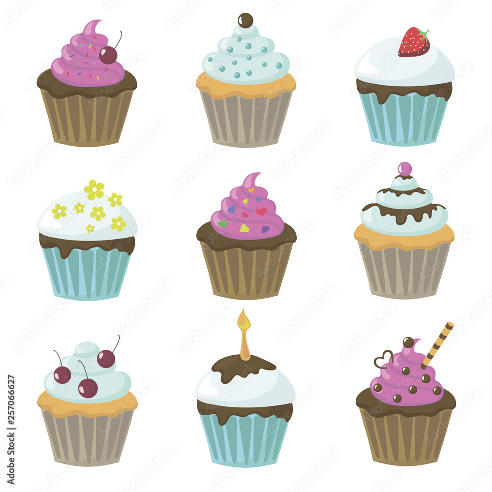 vector illustration with cupcakes vector illustration with cupcakes