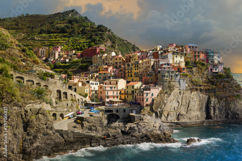 Manarola, fishing village. Cinque Terre National Park, Liguria Italy Europe © elvirkin