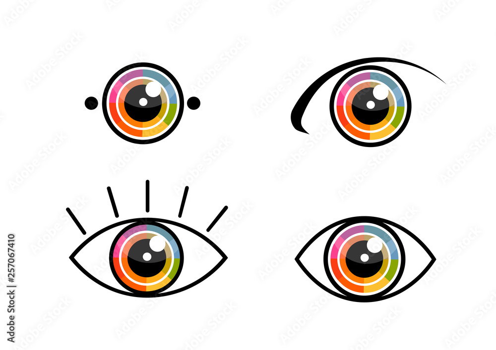 Eye icon - eye symbol. flat eye sign vector. colorful eye icons Eye icon - eye symbol. flat eye sign vector. colorful eye icons