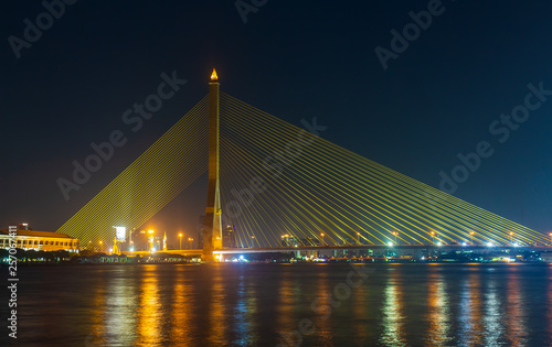 Rama VIII bridge in the evening time, beautiful 