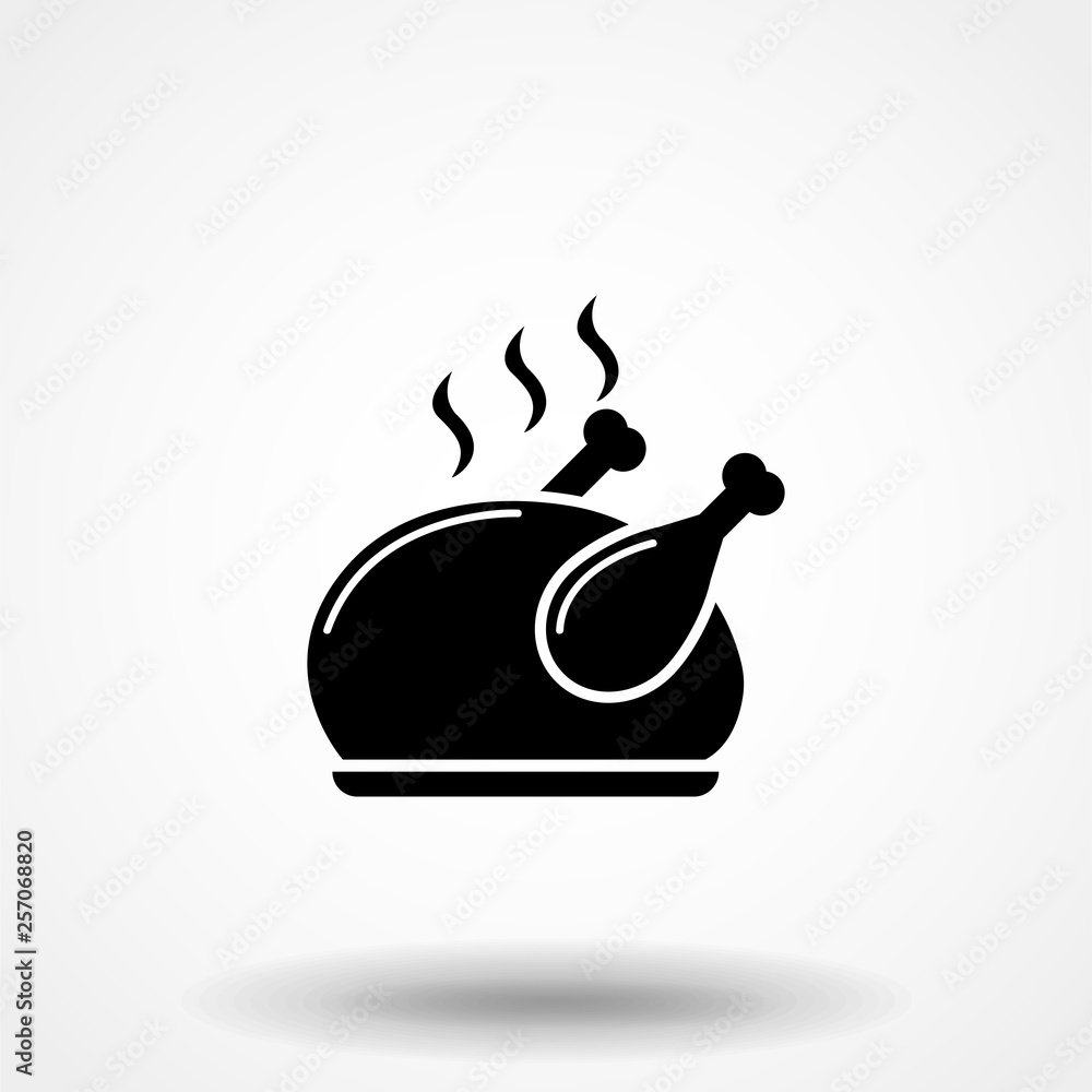 Roasted chicken or Turkey ready for Thanksgiving. Vector icon or sign. Roasted chicken or Turkey ready for Thanksgiving. Vector icon or sign.