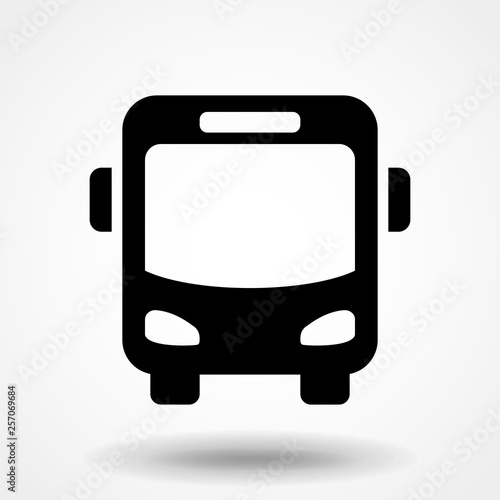 black bus icon isolated on white background