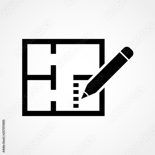 House plan icon in trendy isolated on grey background.Vector illustration.
