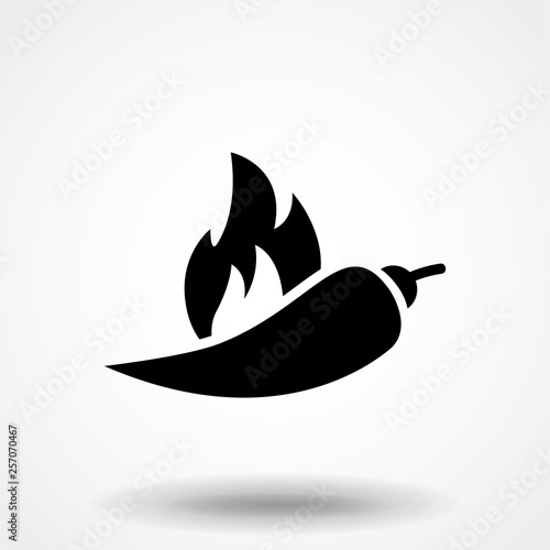 vector black chilli pepper icon on white