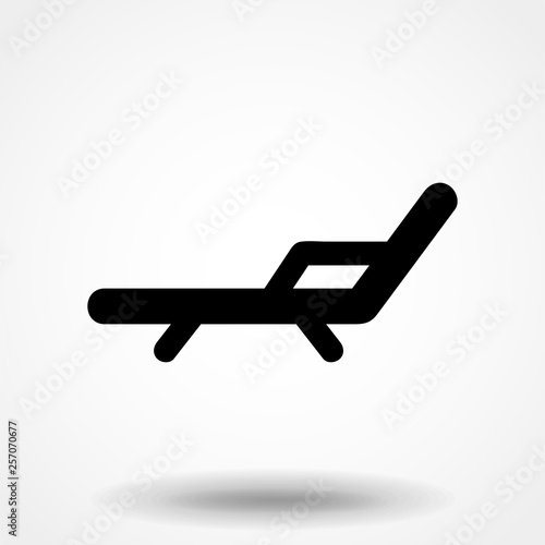 Beach umbrella and Sun lounger icon vector, filled flat sign, solid pictogram isolated on white. Sunbed symbol, logo illustration. Pixel perfect vector graphics