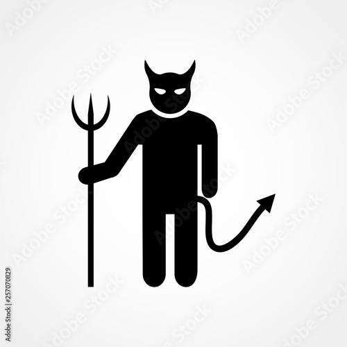 Devil demon religion trident silhouette ancient mythology. Vector illustration.