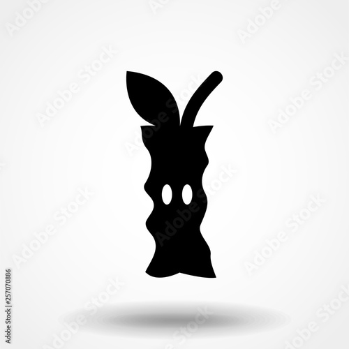 Stub of apple icon in black style isolated on white background. Trash and garbage symbol stock vector illustration.