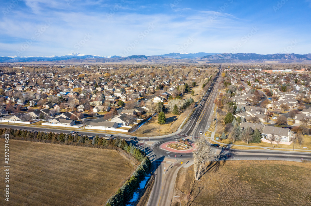 residential neighborhood aerial view