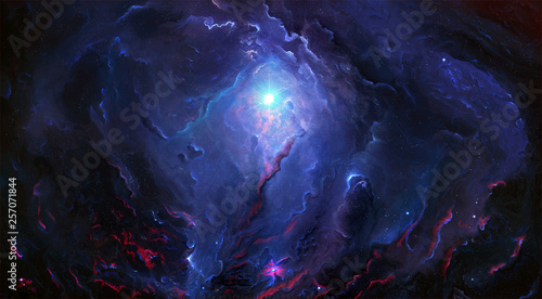 Abstract Glowing Nebula Galaxy Artwork In A Space Background