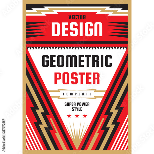 Vertical art poster template in heavy power style. National patriotism freedom vertical banner. Graphic design layout. Music rock concert concept vector illustration. Geometric abstract background. 