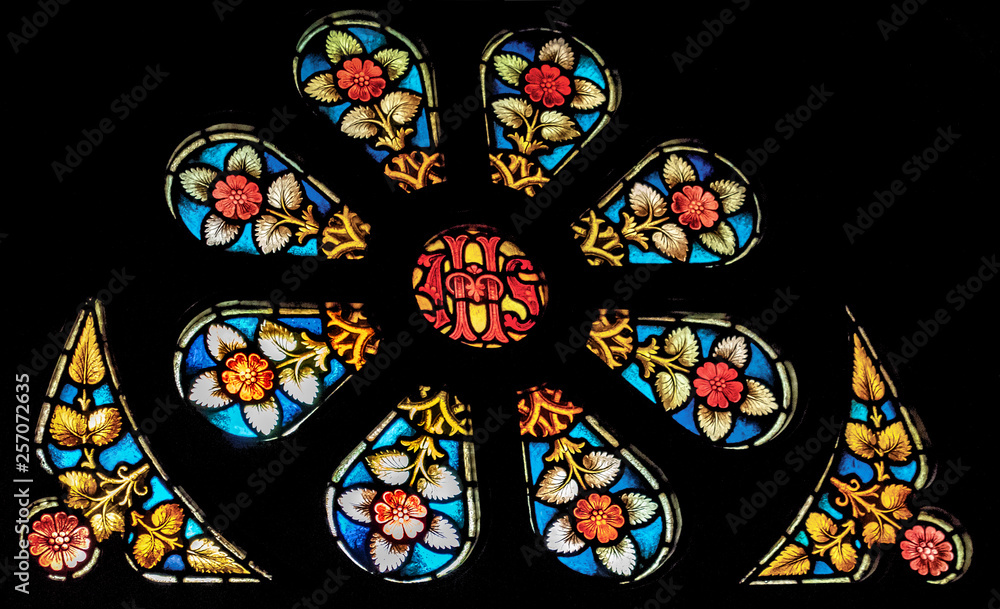 Window over entry, St Mary’s Catholic church, 1420 K St, Lincoln, Nebraska Window over entry, St Mary’s Catholic church, 1420 K St, Lincoln, Nebraska