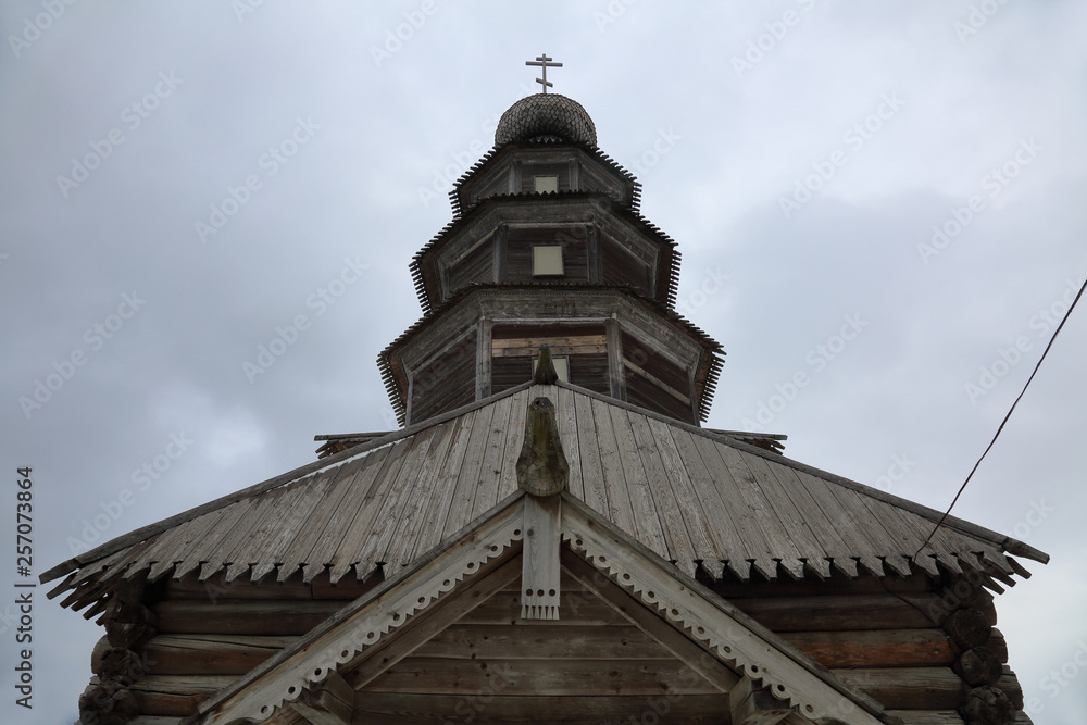 The wooden exterior of the Old Ascension Church. Torzhok, Russia. Built in 1653