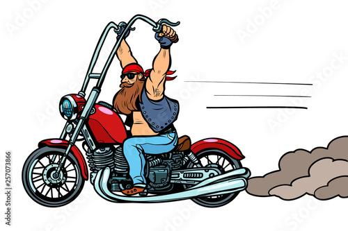 biker on chopper, motorcycle transport