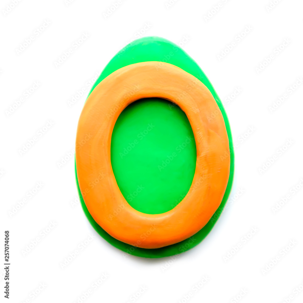 Plasticine letter O in the shape of an Easter egg Plasticine letter O in the shape of an Easter egg