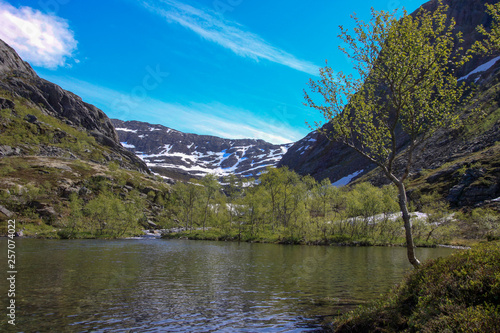 Fototapeta Naklejka Na Ścianę i Meble -  Spring trip in the mountains of northern Norway