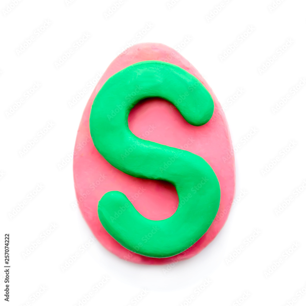 Plasticine letter S in the shape of an Easter egg Plasticine letter S in the shape of an Easter egg