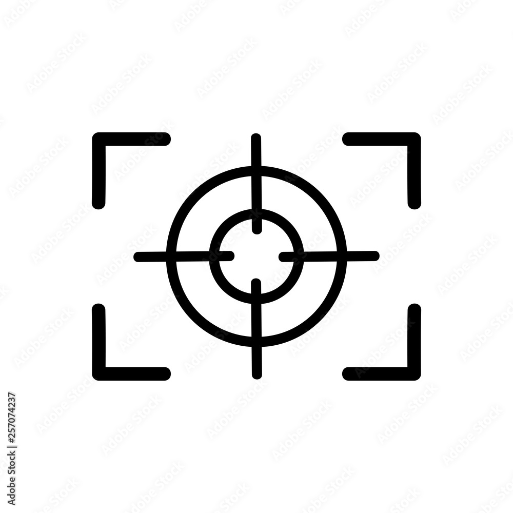 Focus black icon vector on a white background Focus black icon vector on a white background