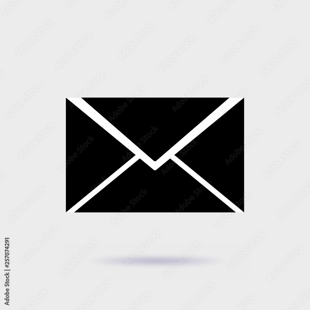 Email, sms icon on gray background with soft shadow Email, sms icon on gray background with soft shadow