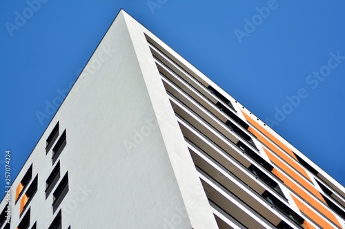 New-build residential building on a sunny summer day