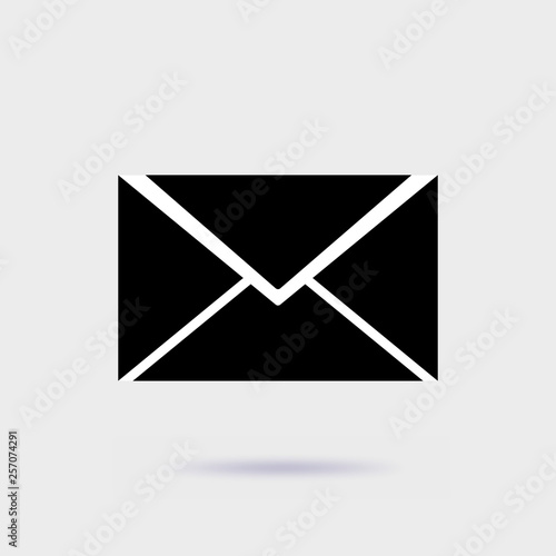 Email, sms icon on gray background with soft shadow