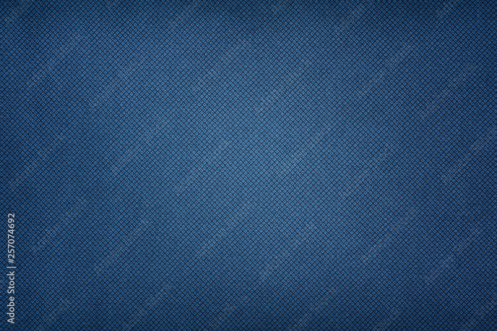 Blue fabric texture. Textile background with vignette - obrazy, fototapety, plakaty 