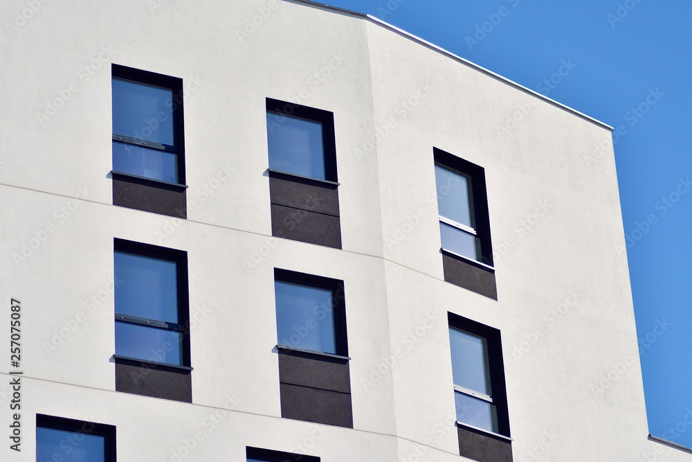 New-build residential building on a sunny summer day New-build residential building on a sunny summer day