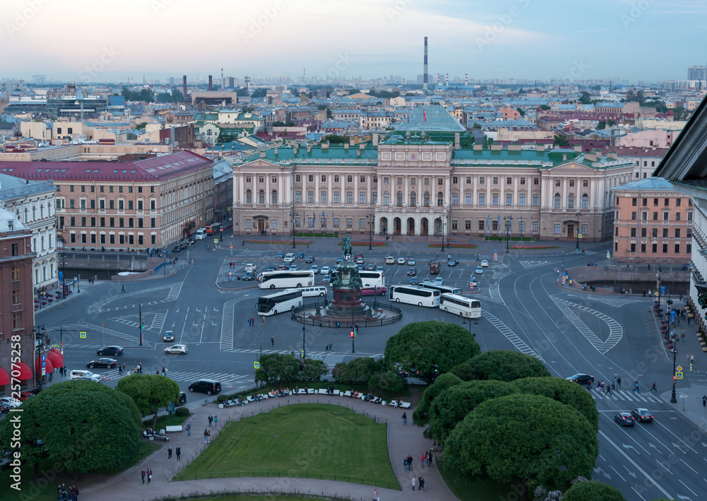 White nights in St.Petersburg, view from the colonnade of St. Isaac's Cathedral, St.Petersburg, Russia