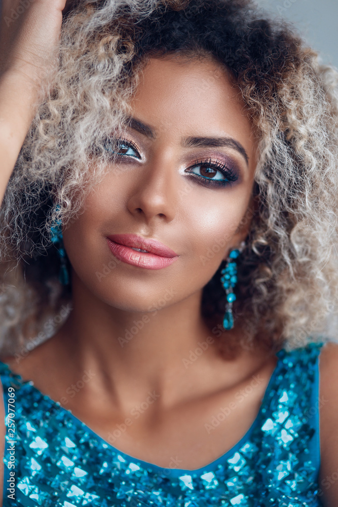 Glamour portrait of beautiful girl model with makeup and romantic hairstyle. Glamour portrait of beautiful girl model with makeup and romantic hairstyle.