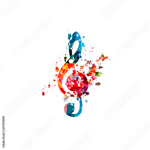 Music background with colorful music notes vector illustration design. Artistic music festival poster, live concert events, party flyer, music notes signs and symbols