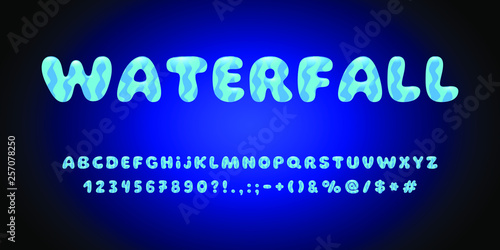 nice rounded striped blue font set