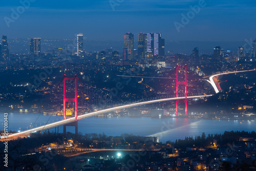 Bosphorus Bridge at a foggy night