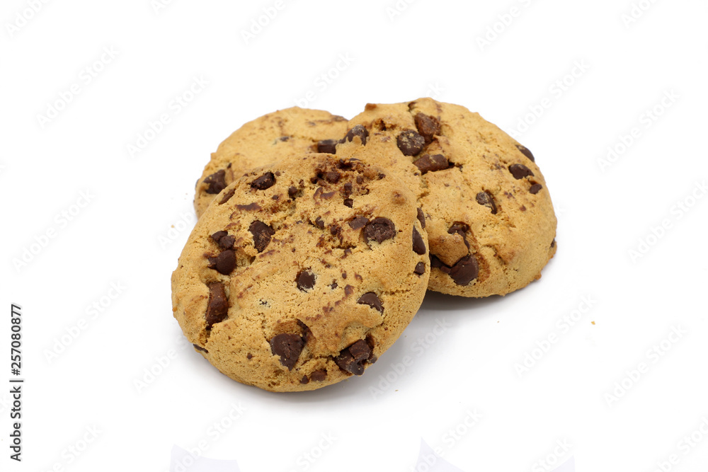 chocolate chip cookies isolated on white background chocolate chip cookies isolated on white background