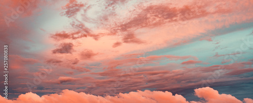 Exotic Teal Blue, Orange and Pink Sunset Sky