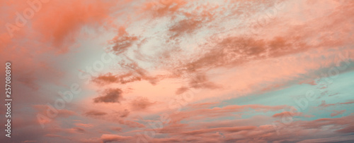 Exotic Teal Blue, Orange and Pink Sunset Sky