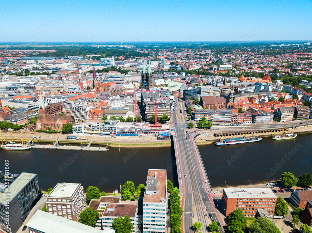 Bremen old town aerial view
